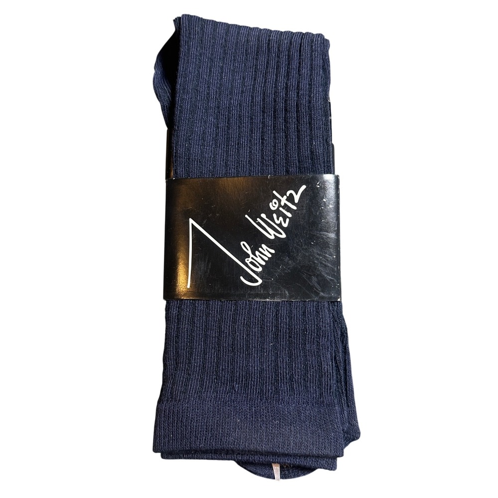 Vintage John Weitz Dress Socks Mens 10-13 Navy Blue New Ribbed Acrylic Blend‎